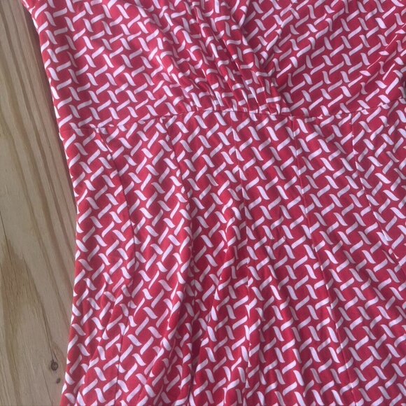 Sade New York Red Orange Wrap Fit and Flare Vneck Dress Size 4 - Picture 4 of 11